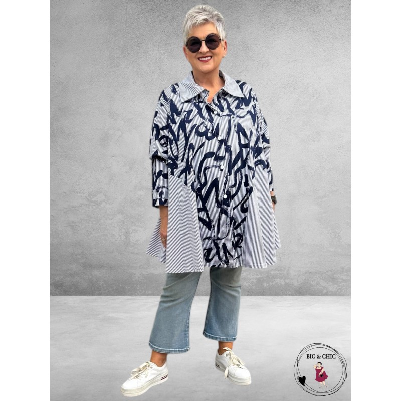 AKH Blouse Claire Blauw-Wit