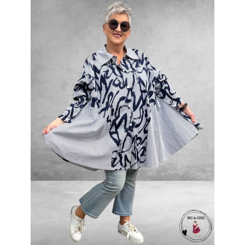 AKH Blouse Claire Blauw-Wit