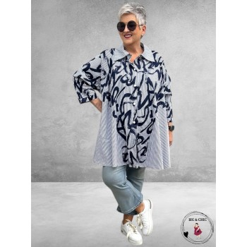 AKH Blouse Claire Blauw-Wit