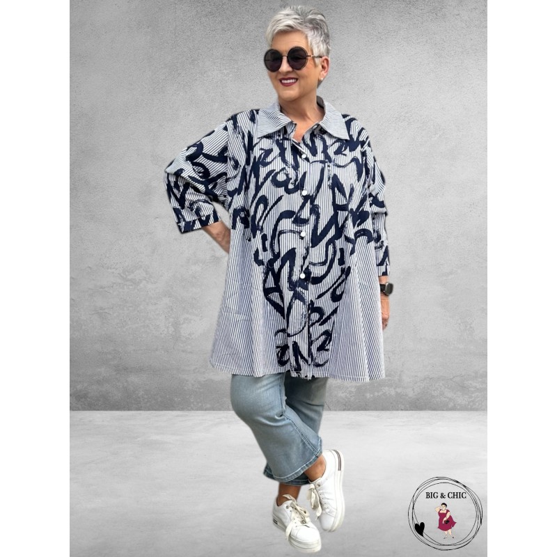 AKH Blouse Claire Blauw-Wit