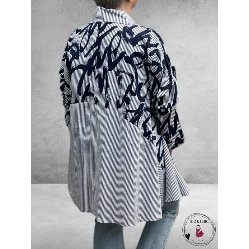 AKH Blouse Claire Blauw-Wit