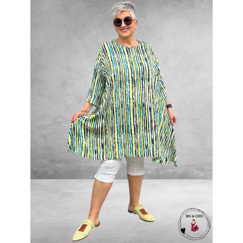 AKH Big Long Shirt Windy Blauw-Lime-Turquoise