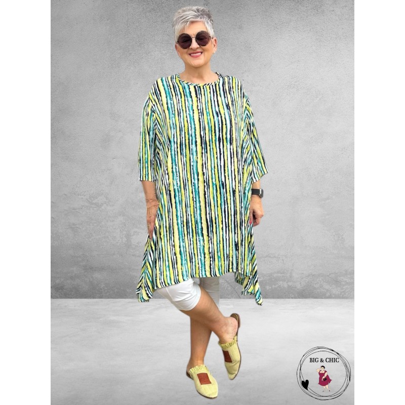 AKH Big Long Shirt Windy Blauw-Lime-Turquoise