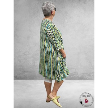 AKH Big Long Shirt Windy Blauw-Lime-Turquoise