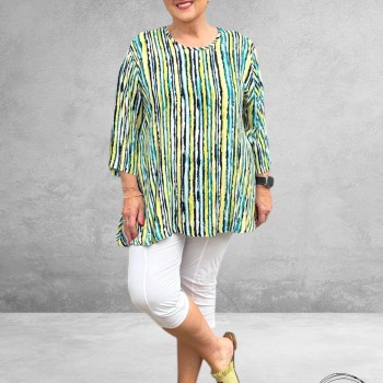 AKH Big Shirt A-lijn Windy Blauw-Lime-Turquoise