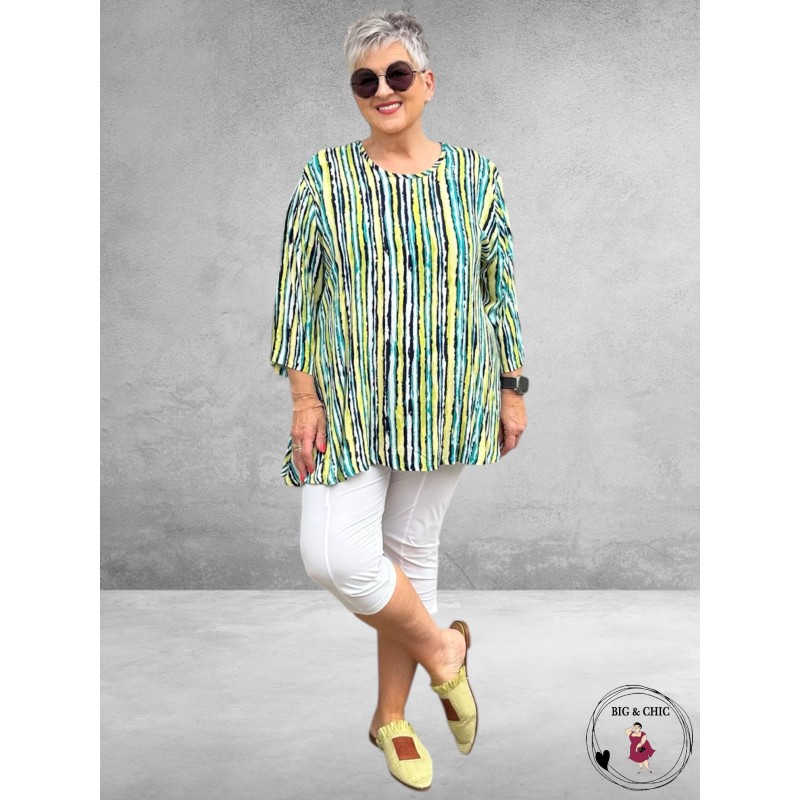 AKH Big Shirt A-lijn Windy Blauw-Lime-Turquoise