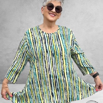 AKH Big Shirt A-lijn Windy Blauw-Lime-Turquoise