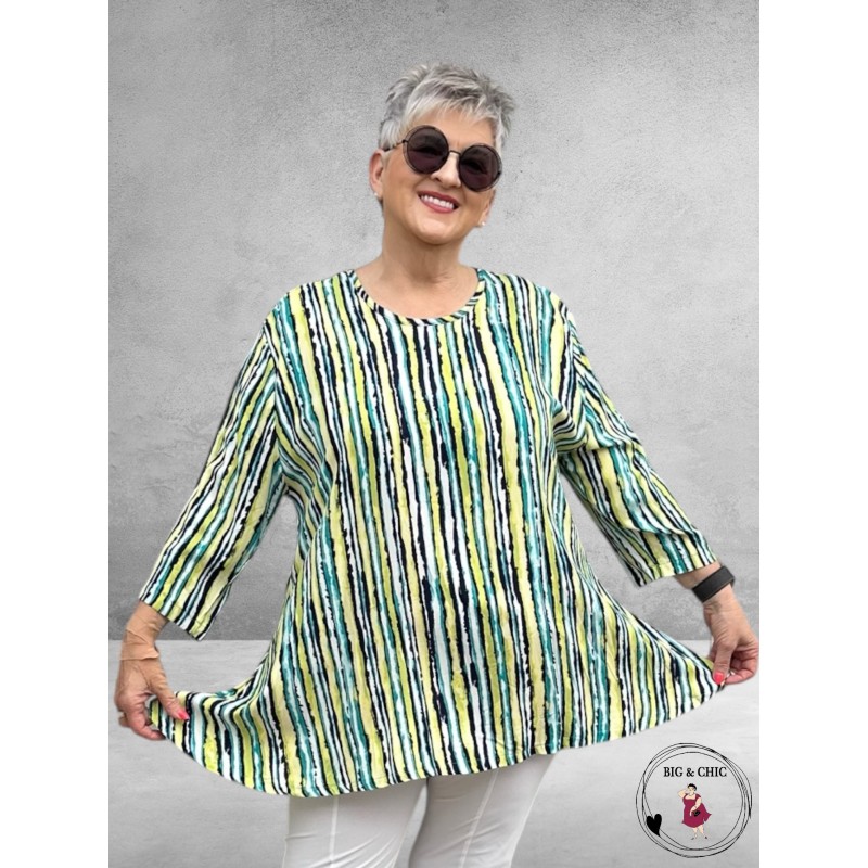 AKH Big Shirt A-lijn Windy Blauw-Lime-Turquoise