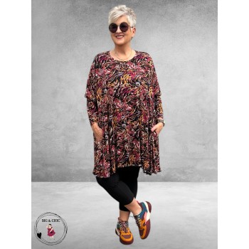 AKH Big Shirt Sienna Zwart/Paars/Geel