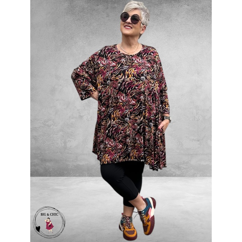 AKH Big Shirt Sienna Zwart/Paars/Geel