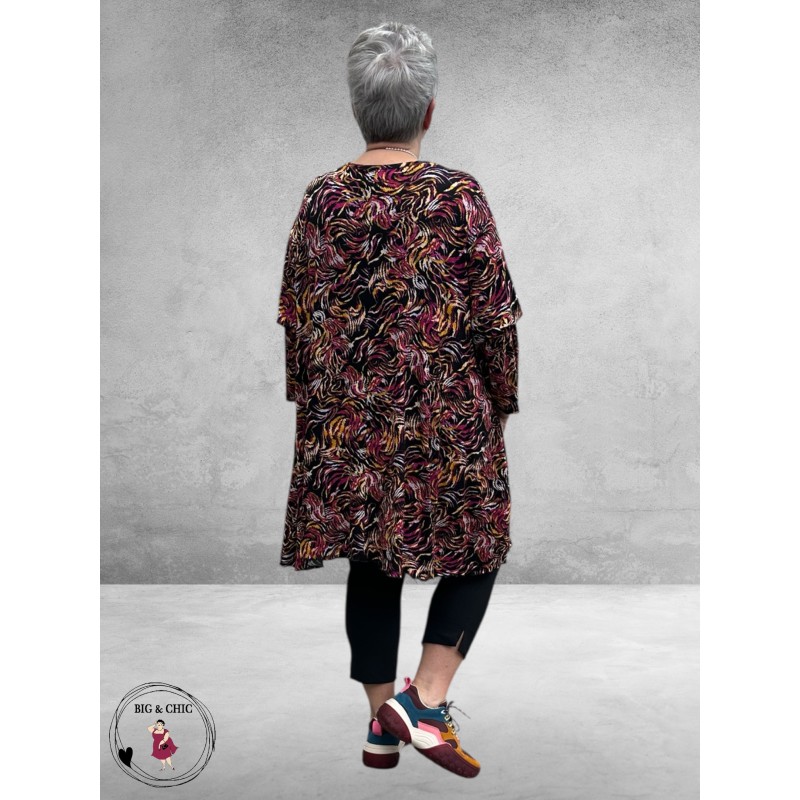 AKH Big Shirt Sienna Zwart/Paars/Geel