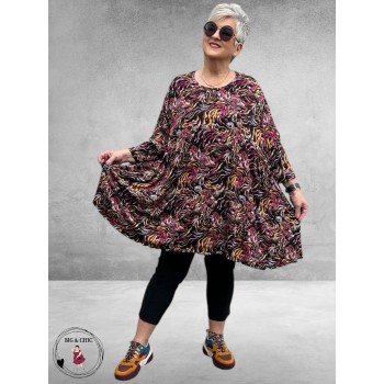 AKH Big Shirt Sienna Zwart/Paars/Geel