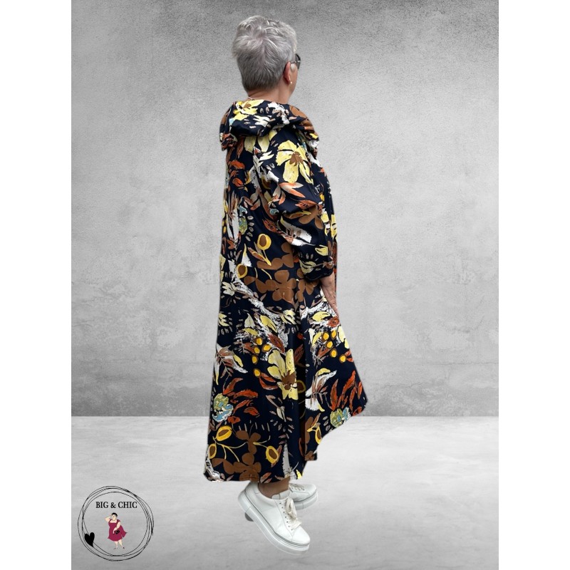 AKH Jas High/Low Blauw/Flowers