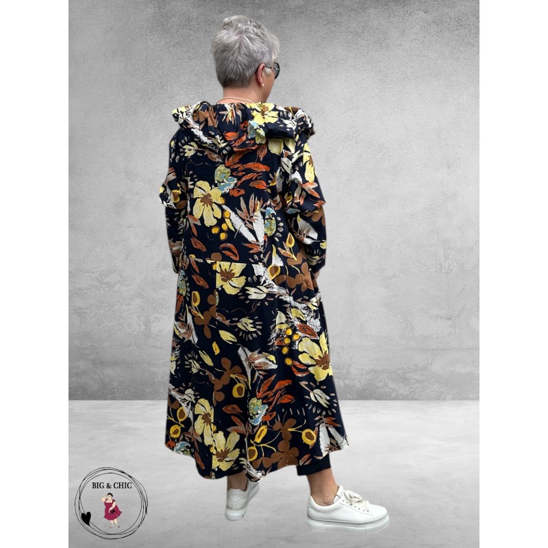 AKH Jas High/Low Blauw/Flowers