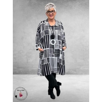 AKH Blouse/Jurk Cherry A-Lijn Zwart/Wit