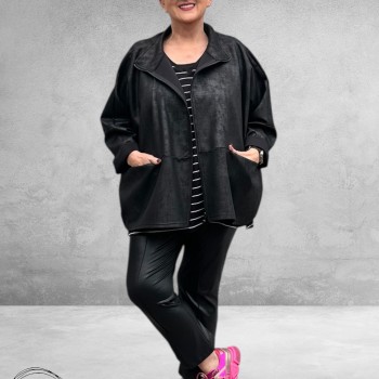 AKH Jas Kort Rouge Relic Suede Look Zwart