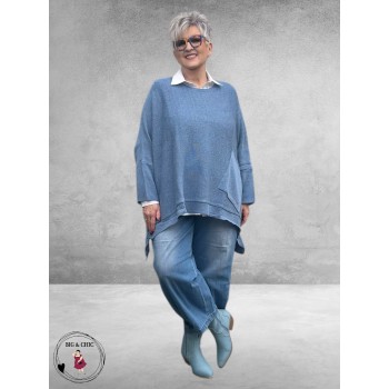 AKH Trui Katoen met Zak  Jeansblauw