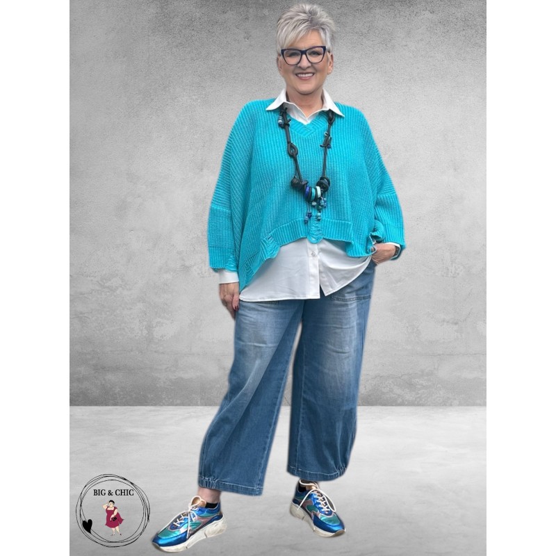 AKH Trui OversizeTurquoise  Laagjes Look