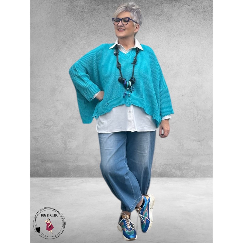 AKH Trui OversizeTurquoise  Laagjes Look