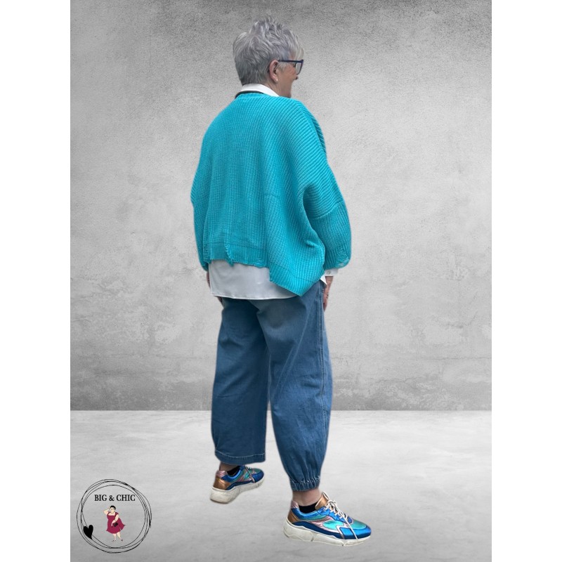 AKH Trui OversizeTurquoise  Laagjes Look