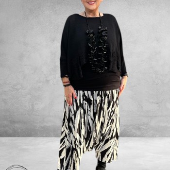 AKH Broek-Rok Donna  Zwart/Wit