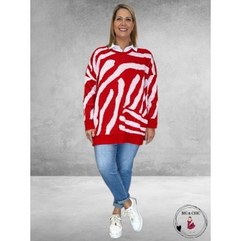 AKH Trui  Lang  Zebra Rood -Wit 
