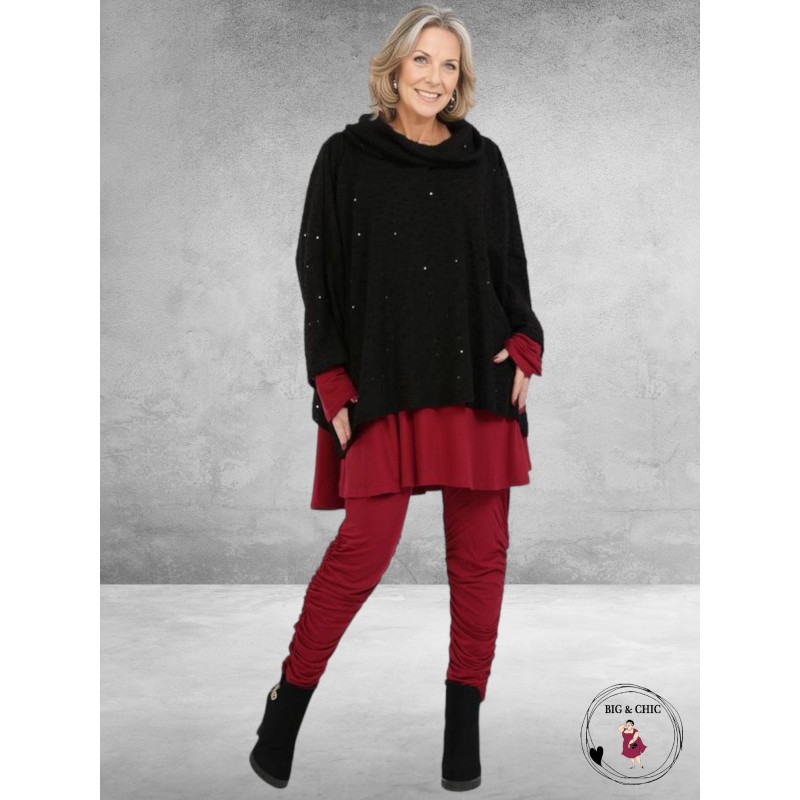 AKH Legging-Broek Met Smock Plooien Bordeaux