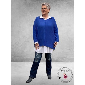 AKH TRUI Katoen V-Hals Royalblauw