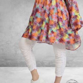 AKH Legging-Broek Met Smock Plooien Bordeaux