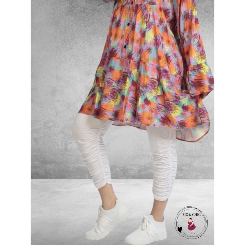 AKH Legging-Broek Met Smock Plooien ZWART