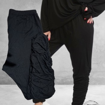 AKH Legging-Broek Met Smock Plooien ZWART