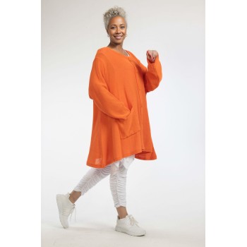 AKH Cardigan-Vest Katoen  A-Lijn Oranje