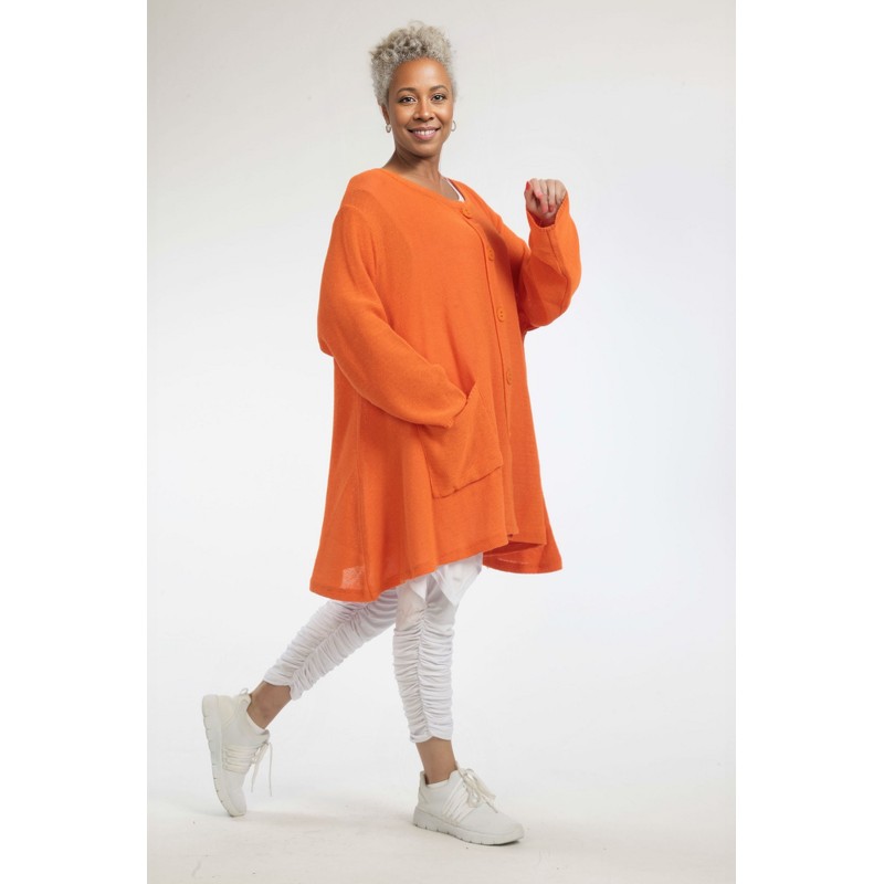 AKH Cardigan-Vest Katoen  A-Lijn Oranje