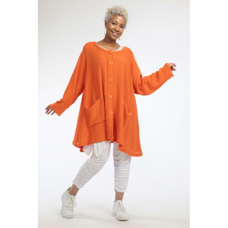 AKH Cardigan-Vest Katoen  A-Lijn Oranje