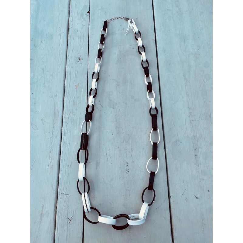 Ketting Zwart/Wit Schakel Lang 