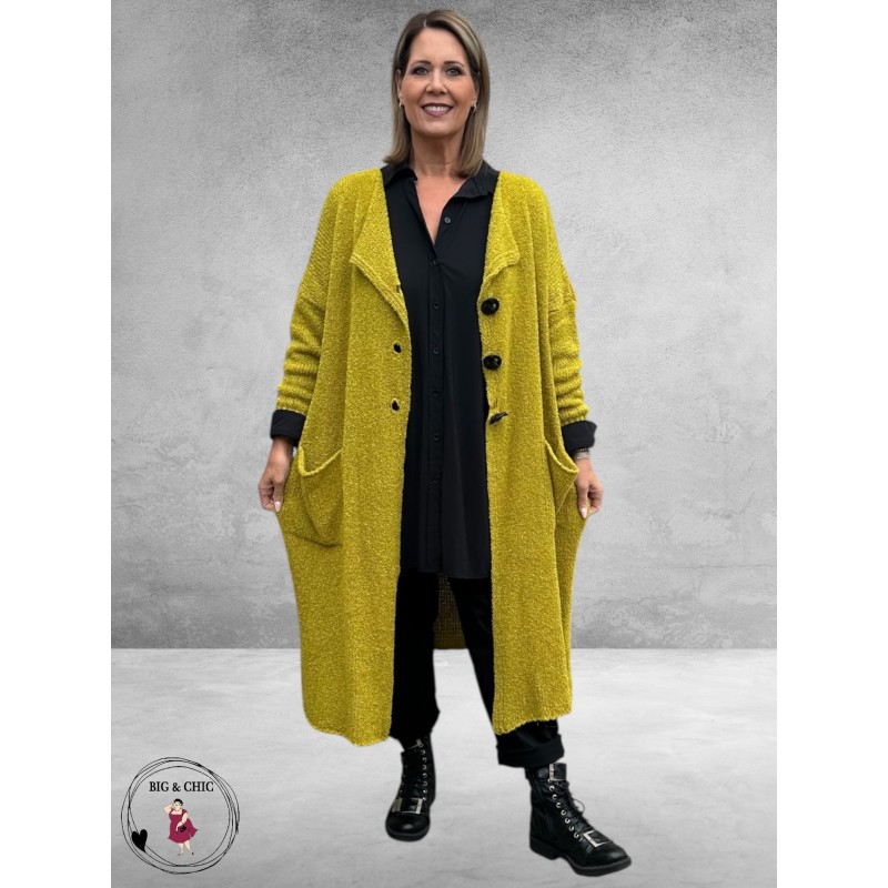 AMANDINE Vest Bouclè Lang Curry