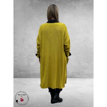 AMANDINE Vest Bouclè Lang Curry