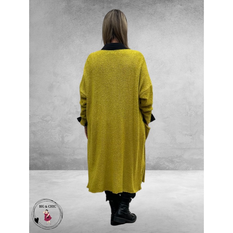 AMANDINE Vest Bouclè Lang Curry