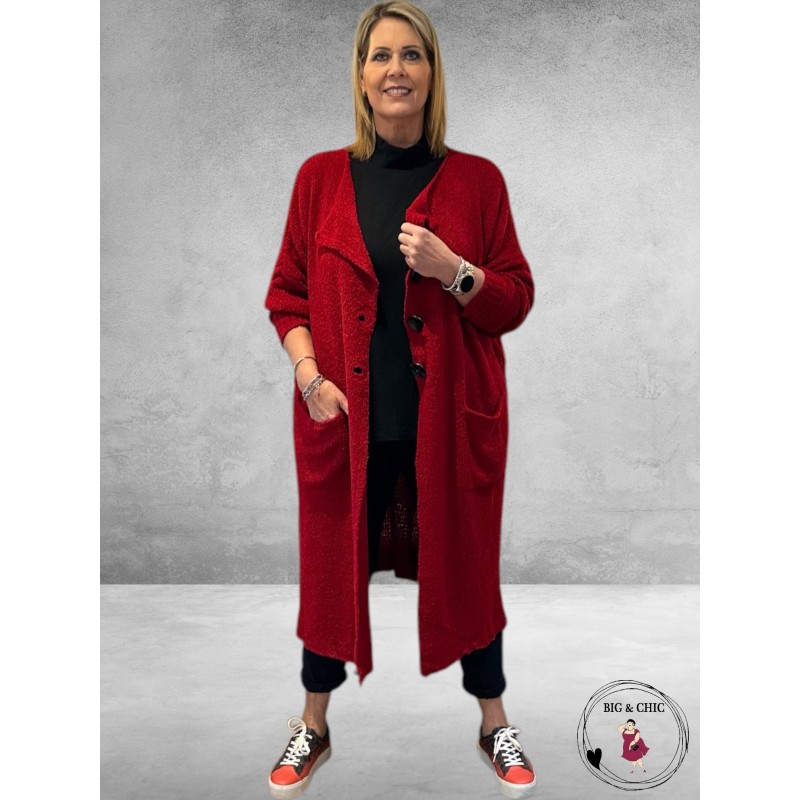 AMANDINE Vest Bouclè Lang Rood