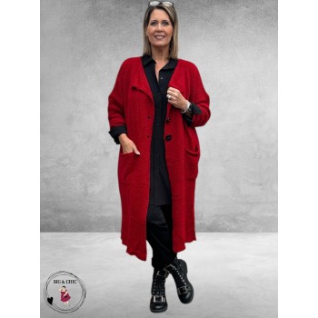 AMANDINE Vest Bouclè Lang Rood