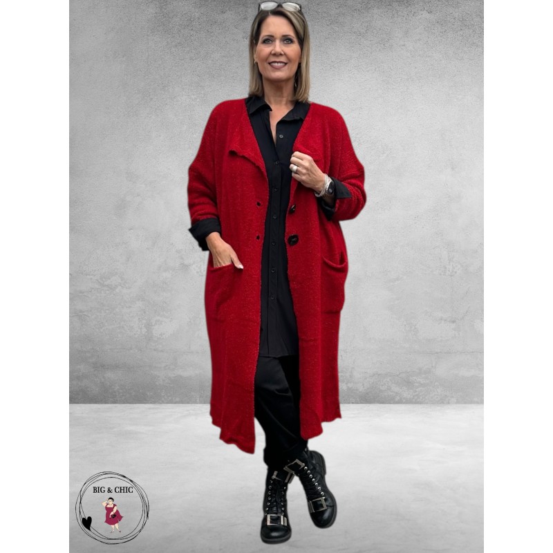 AMANDINE Vest Bouclè Lang Rood