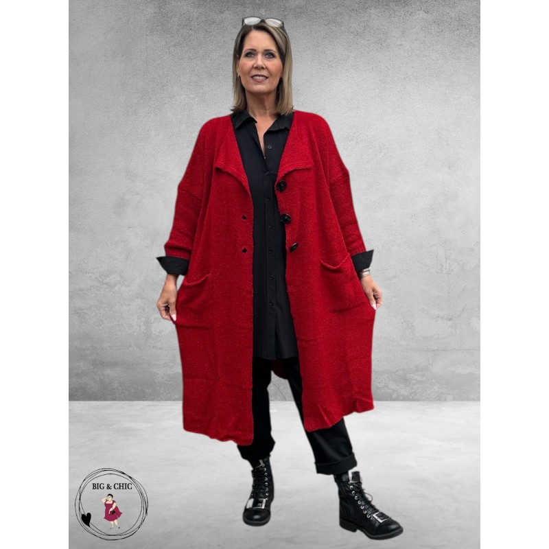 AMANDINE Vest Bouclè Lang Rood