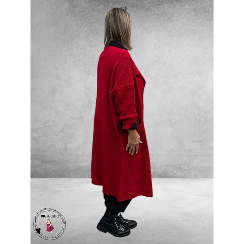 AMANDINE Vest Bouclè Lang Rood