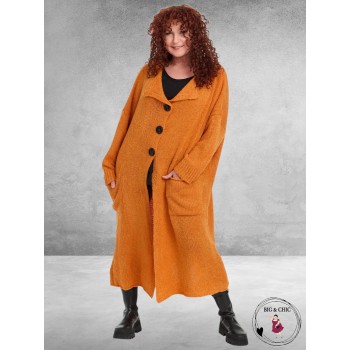 AMANDINE Vest Bouclè Lang Oranje