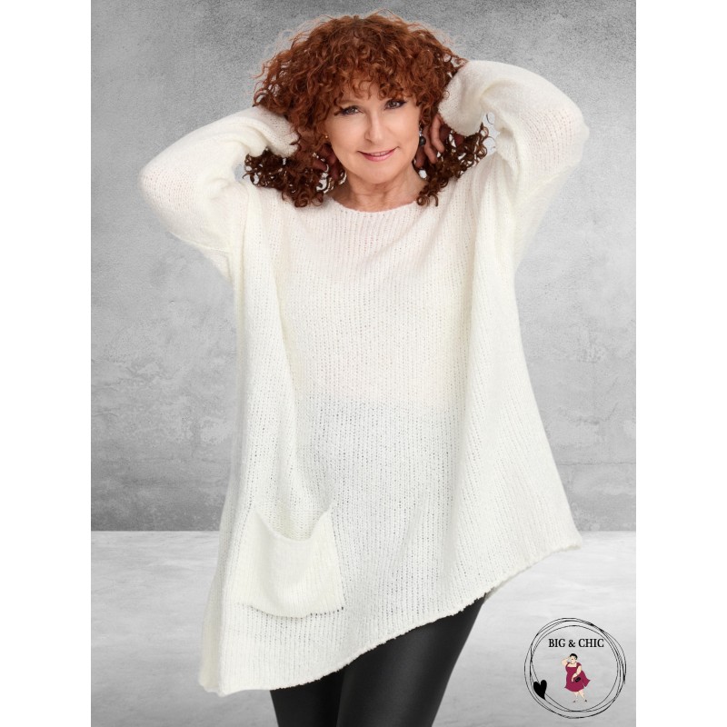 AMANDINE Trui A-symetrisch Bouclé Blauw