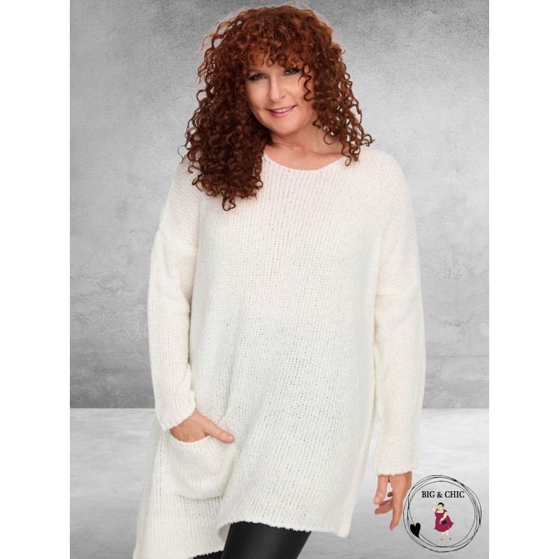 AMANDINE Trui A-symetrisch Bouclé Zwart 