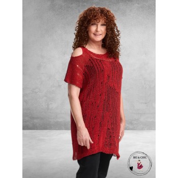 AMANDINE Luxe Trui Met Schouderdetail Rood