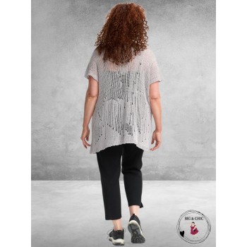 AMANDINE Luxe Trui Met Schouderdetail Lichtgrijs