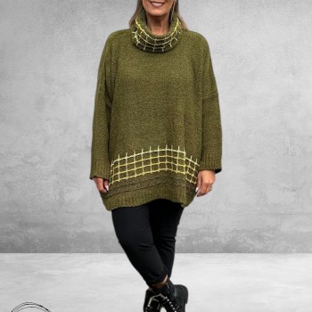 AMANDINE Trui Gebreid Olijf Groen