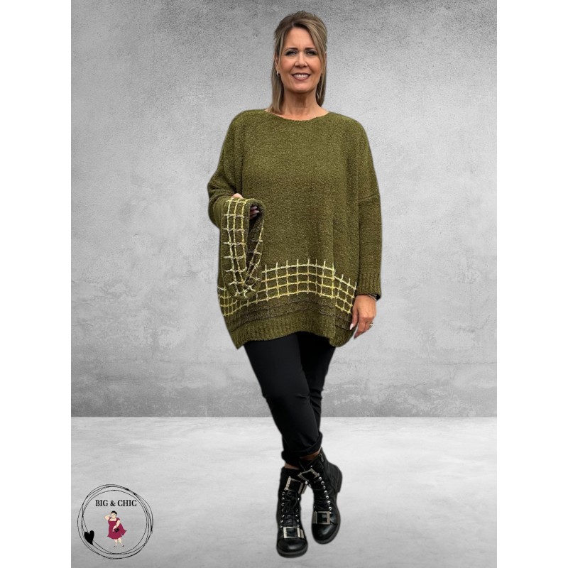 AMANDINE Trui Gebreid Olijf Groen